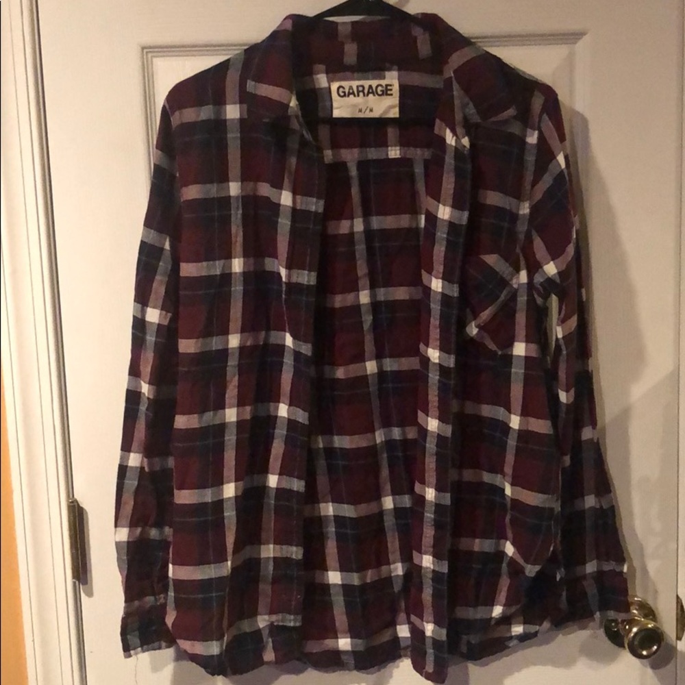 Juniors' Garage Brand Plaid Button down shirt
